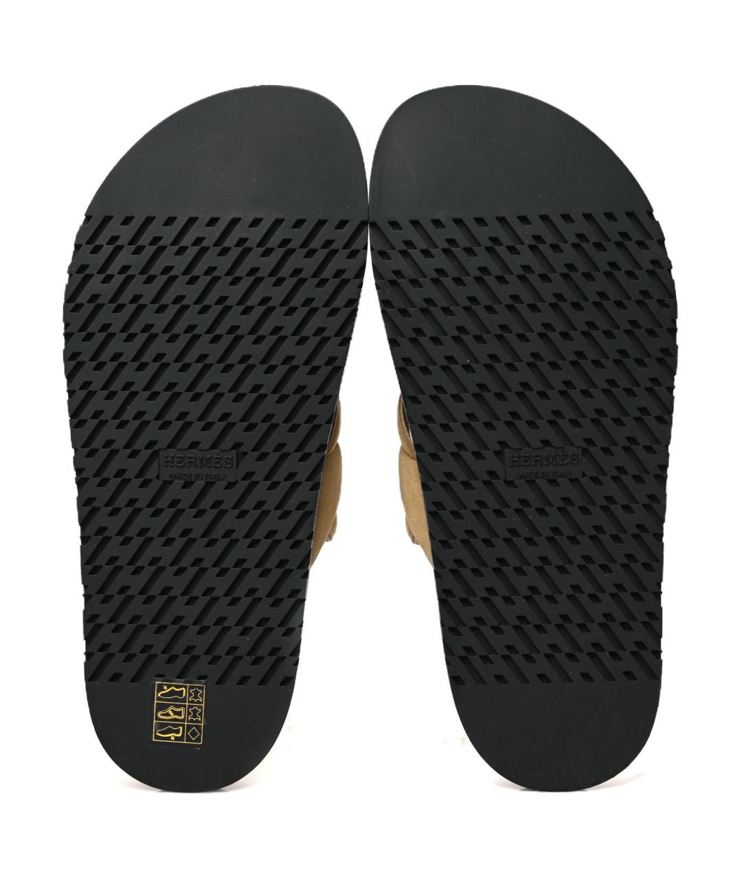 HERMES Коричневые замшевые сандалии, фото 5