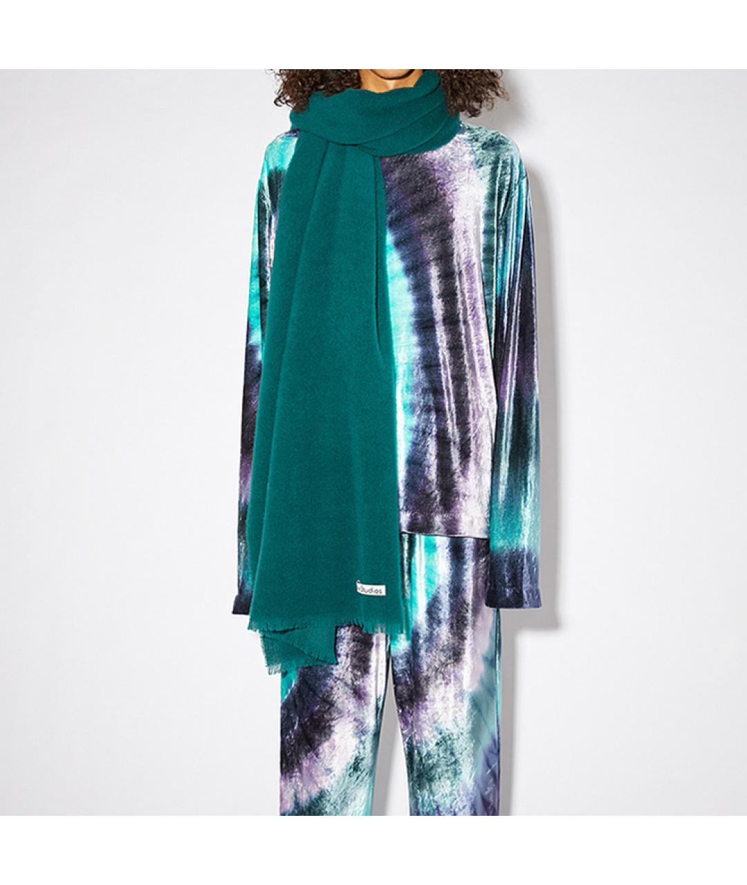 ACNE STUDIOS Зеленый шерстяной шарф, фото 3