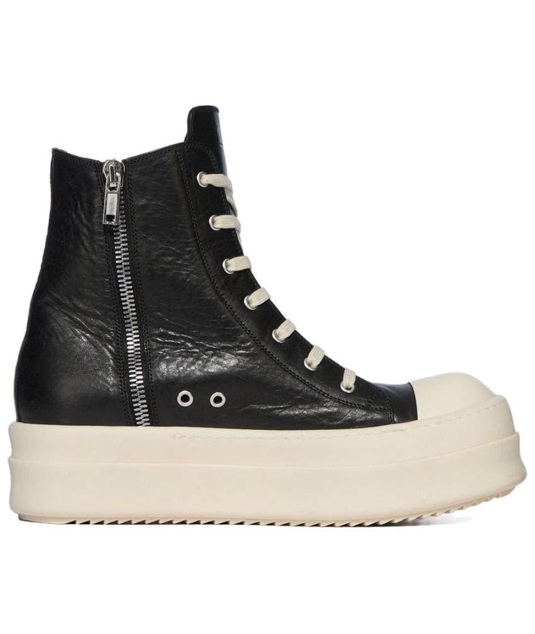 RICK OWENS Черные кожаные кроссовки, фото 1