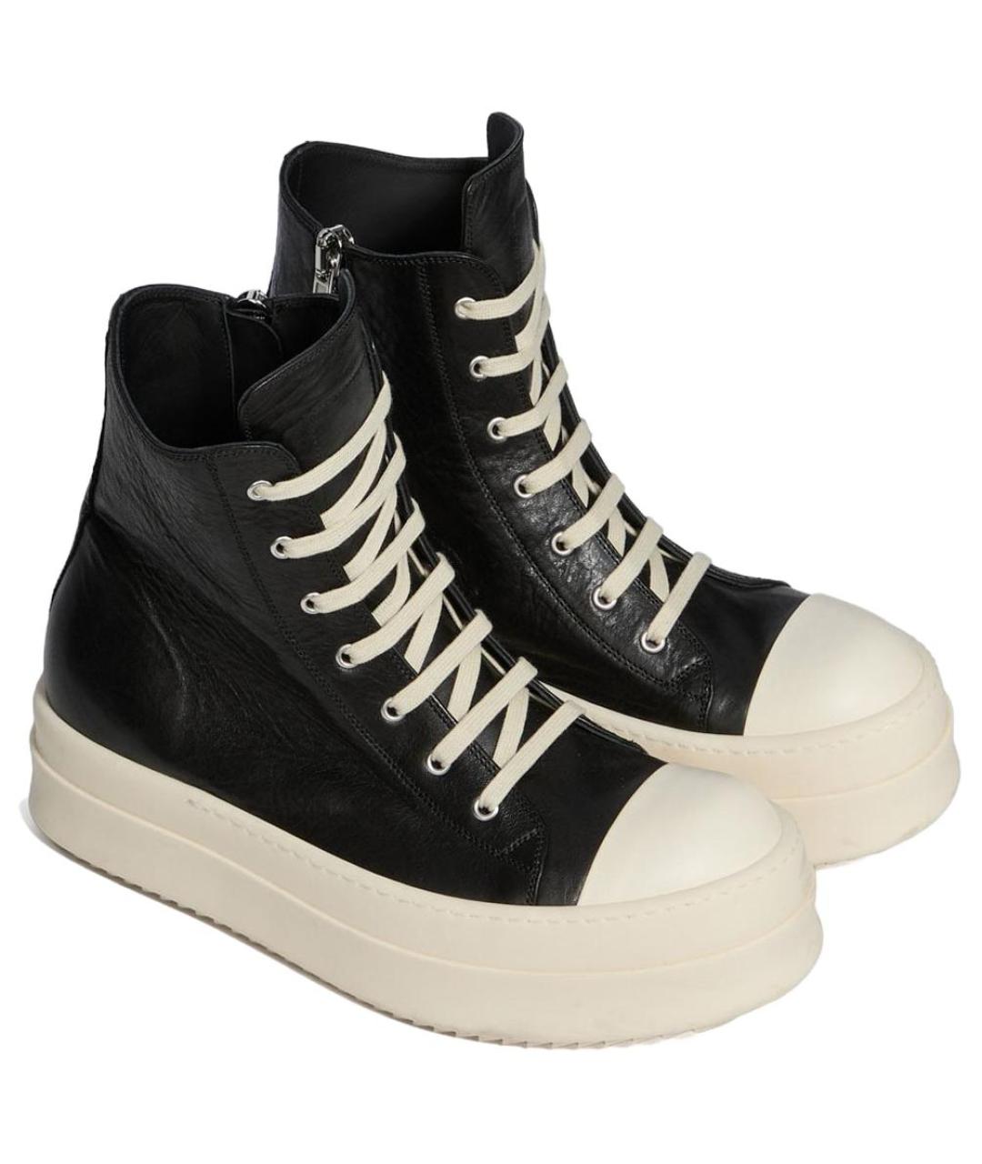 RICK OWENS Черные кожаные кроссовки, фото 3