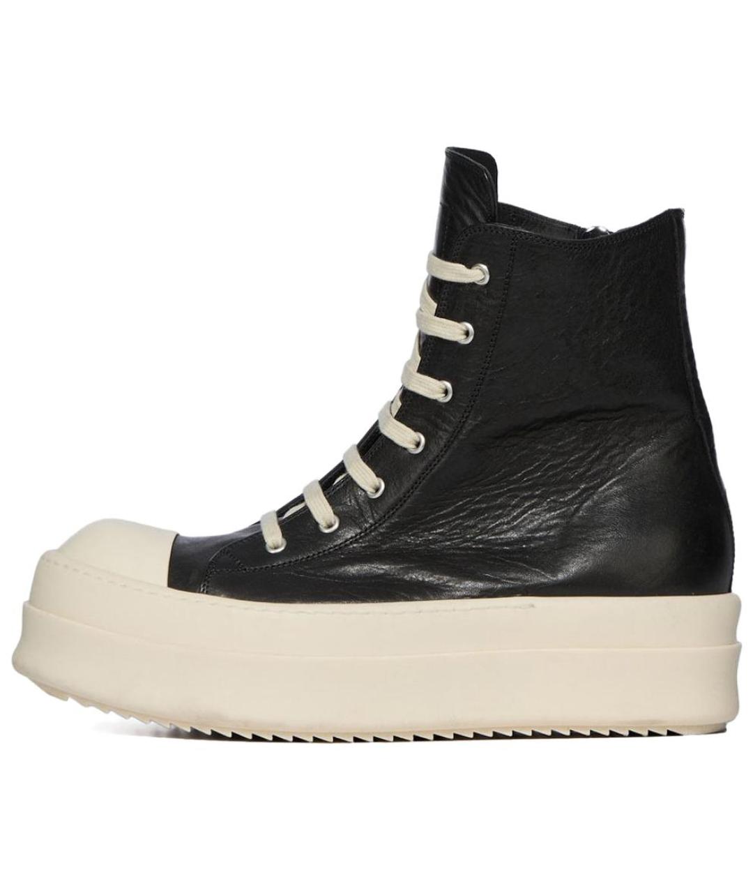 RICK OWENS Черные кожаные кроссовки, фото 2