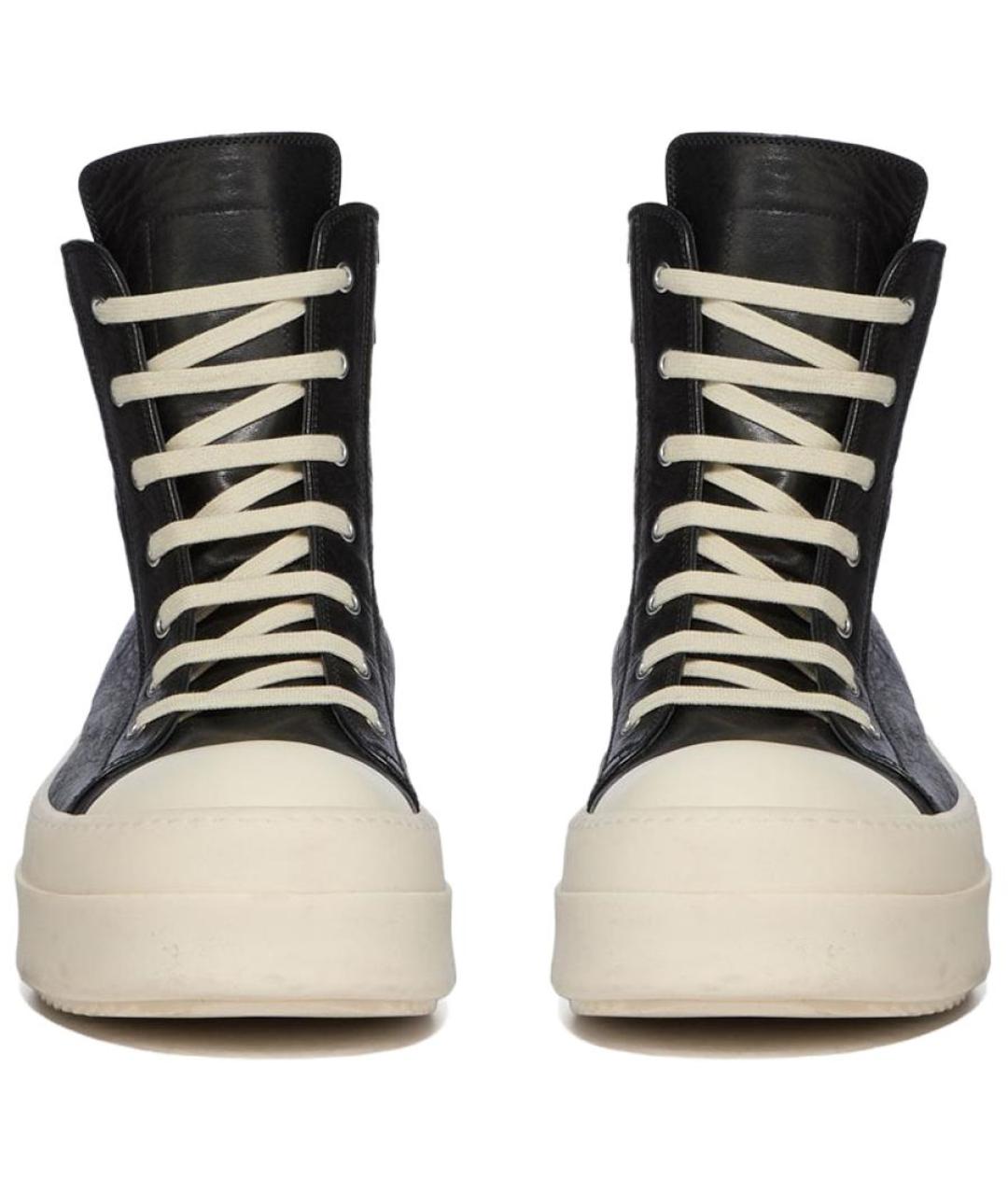 RICK OWENS Черные кожаные кроссовки, фото 4