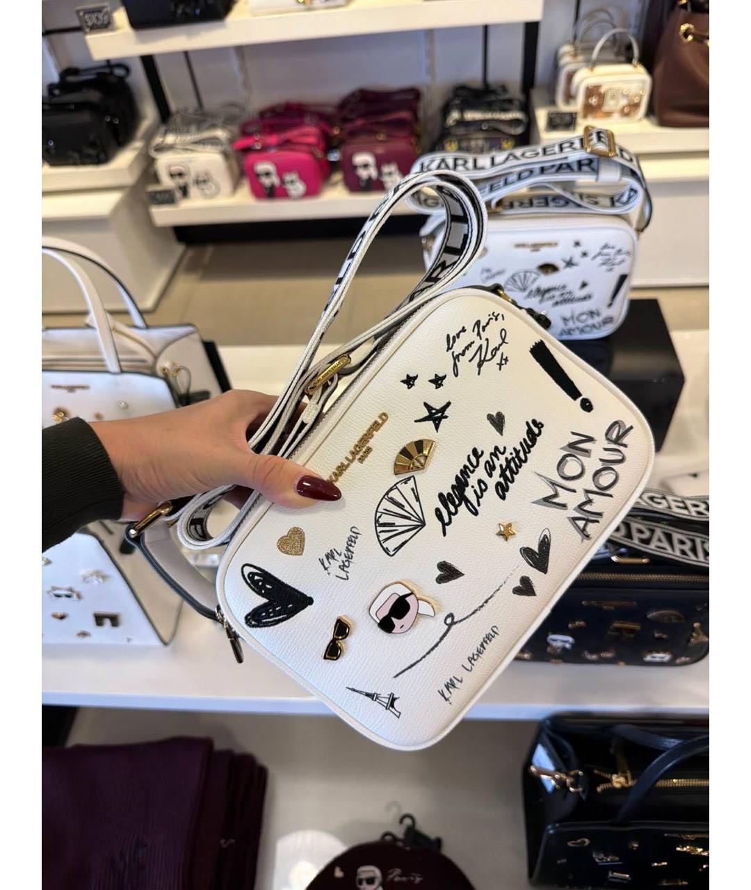 KARL LAGERFELD Белая сумка через плечо, фото 3