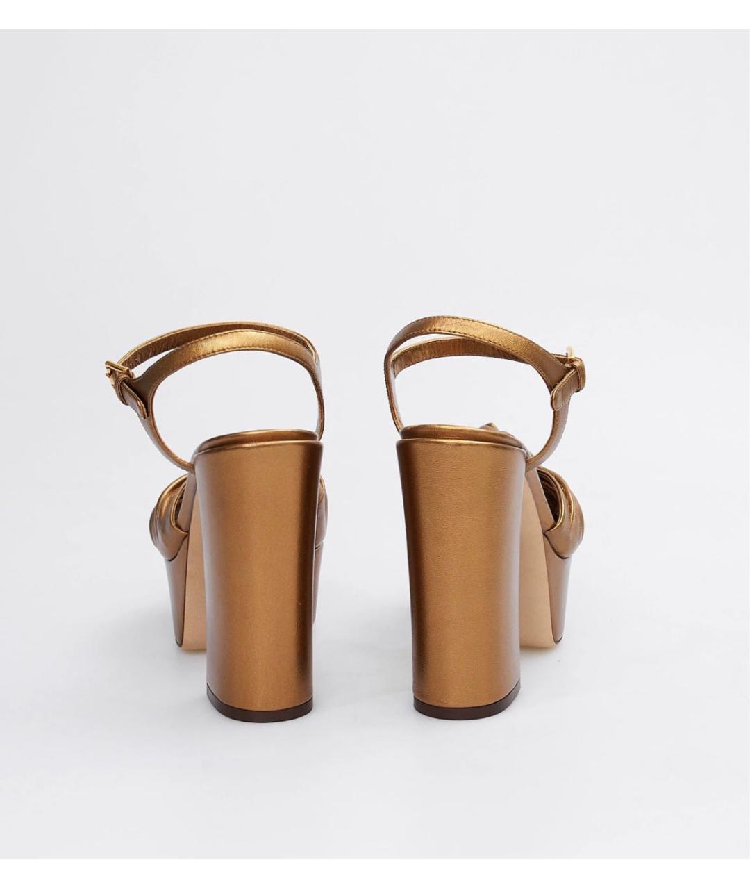 DOLCE&GABBANA Золотые кожаные босоножки, фото 4