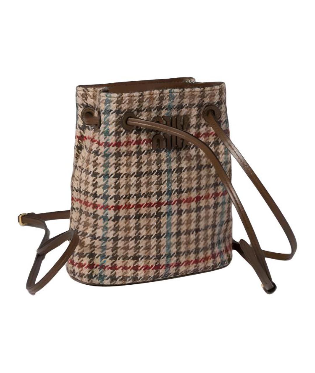 MIU MIU Бежевая тканевая сумка через плечо, фото 2