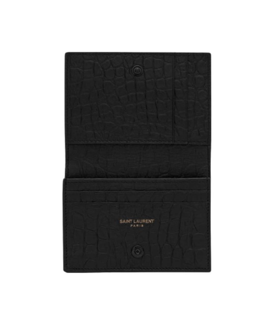 SAINT LAURENT Черный кожаный кардхолдер, фото 4