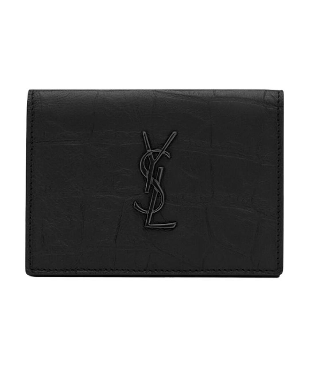 SAINT LAURENT Черный кожаный кардхолдер, фото 1