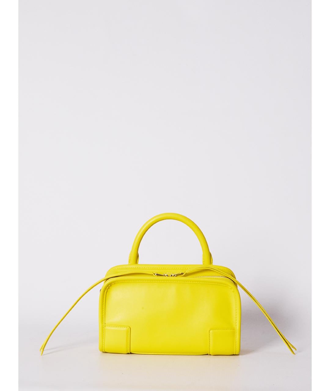 LOEWE Желтая кожаная сумка с короткими ручками, фото 5