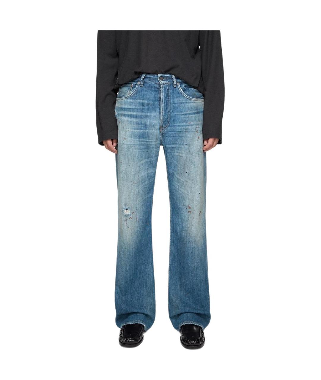 ACNE STUDIOS Синие хлопковые прямые джинсы, фото 5