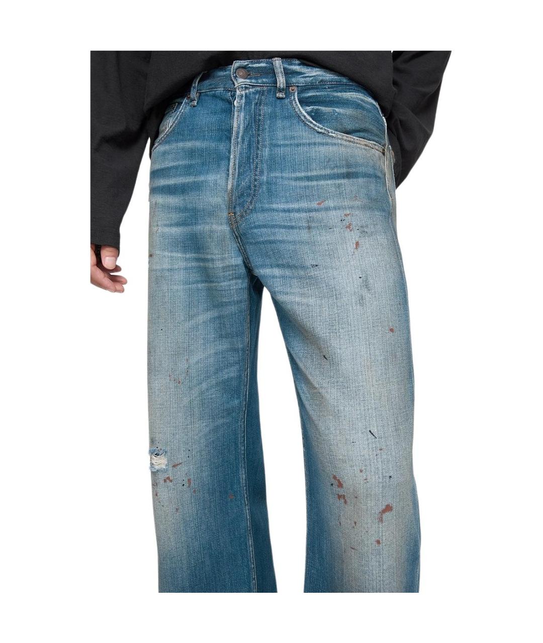 ACNE STUDIOS Синие хлопковые прямые джинсы, фото 4