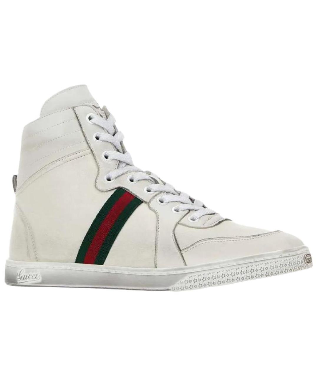 GUCCI Белые кожаные кроссовки, фото 3