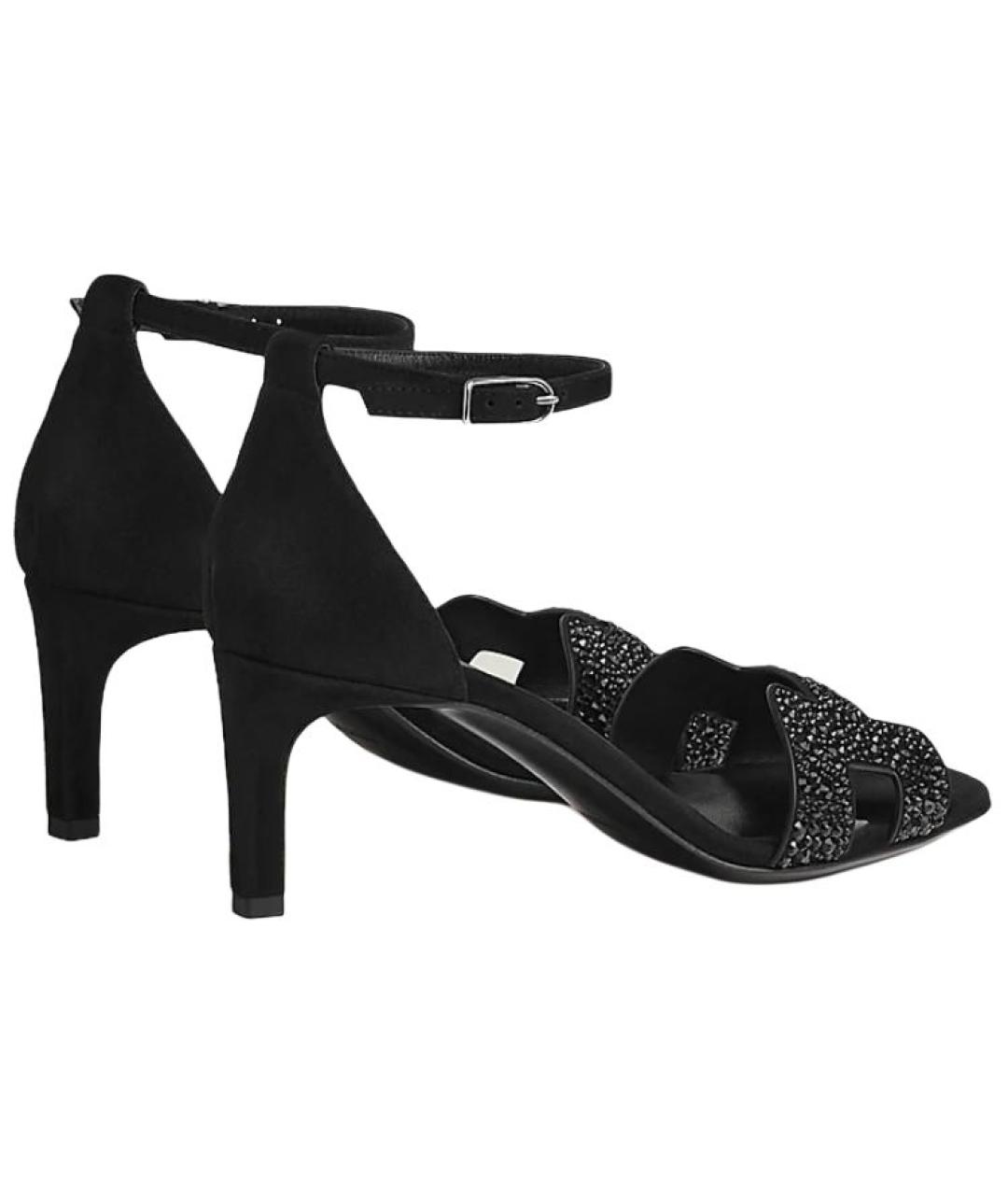 HERMES Черные кожаные босоножки, фото 4