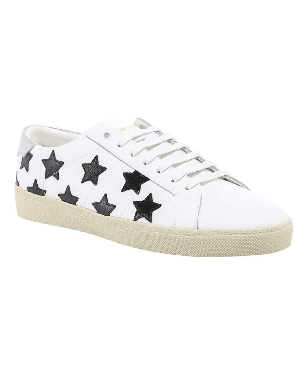 SAINT LAURENT Белые кожаные низкие кроссовки / кеды, фото 3