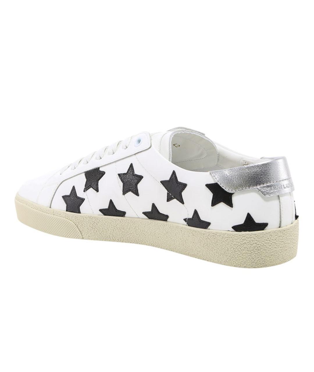 SAINT LAURENT Белые кожаные низкие кроссовки / кеды, фото 4