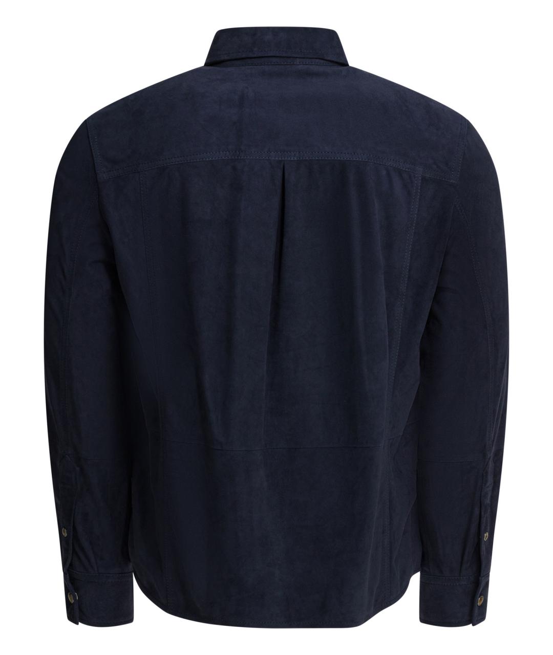 BRUNELLO CUCINELLI Синяя кожаная куртка, фото 2