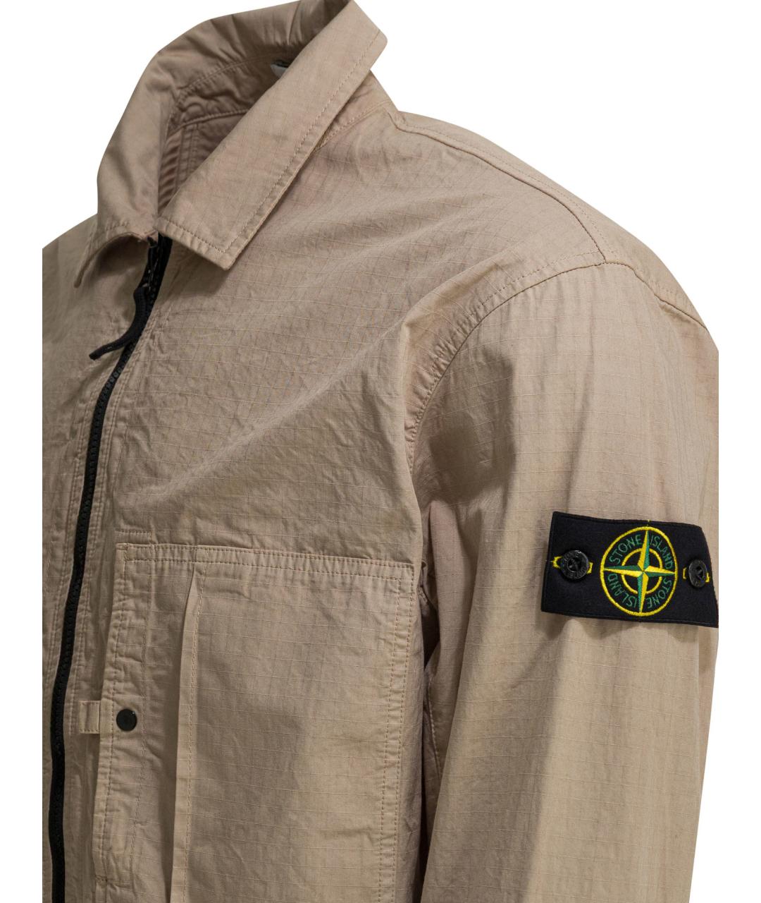 STONE ISLAND Бежевая хлопковая куртка, фото 3