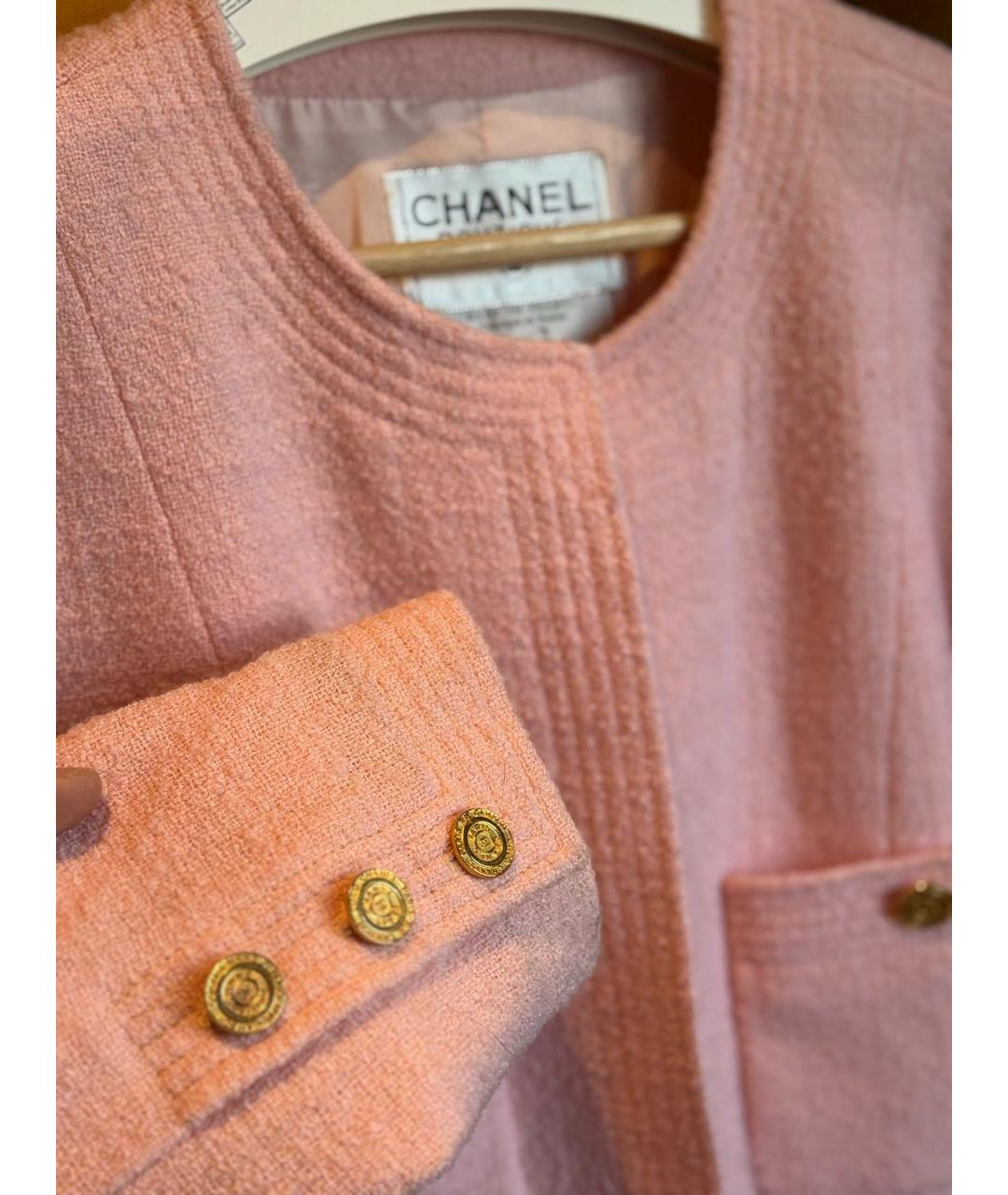 CHANEL Коралловый твидовый жакет/пиджак, фото 5