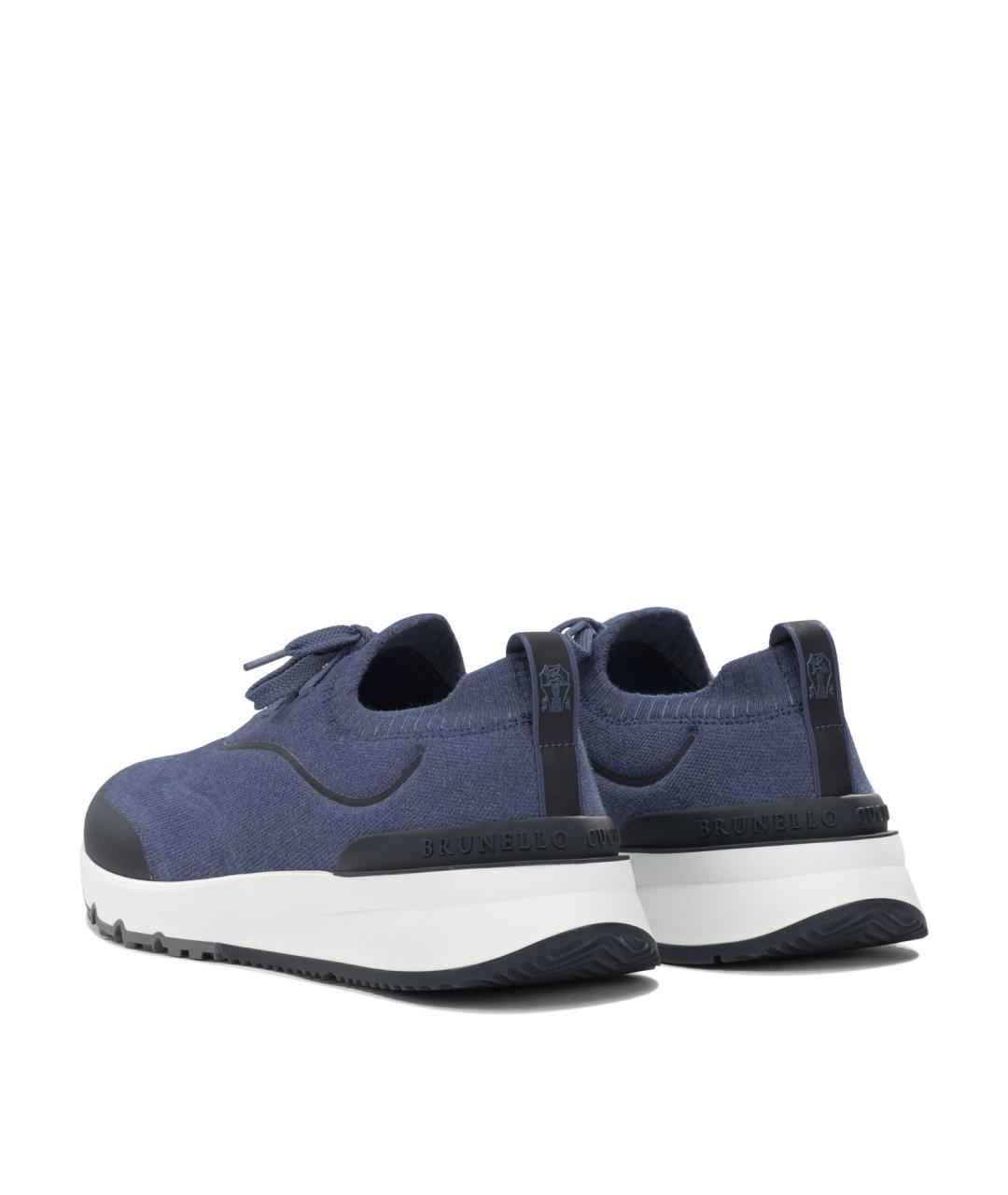BRUNELLO CUCINELLI Синие текстильные низкие кроссовки / кеды, фото 4