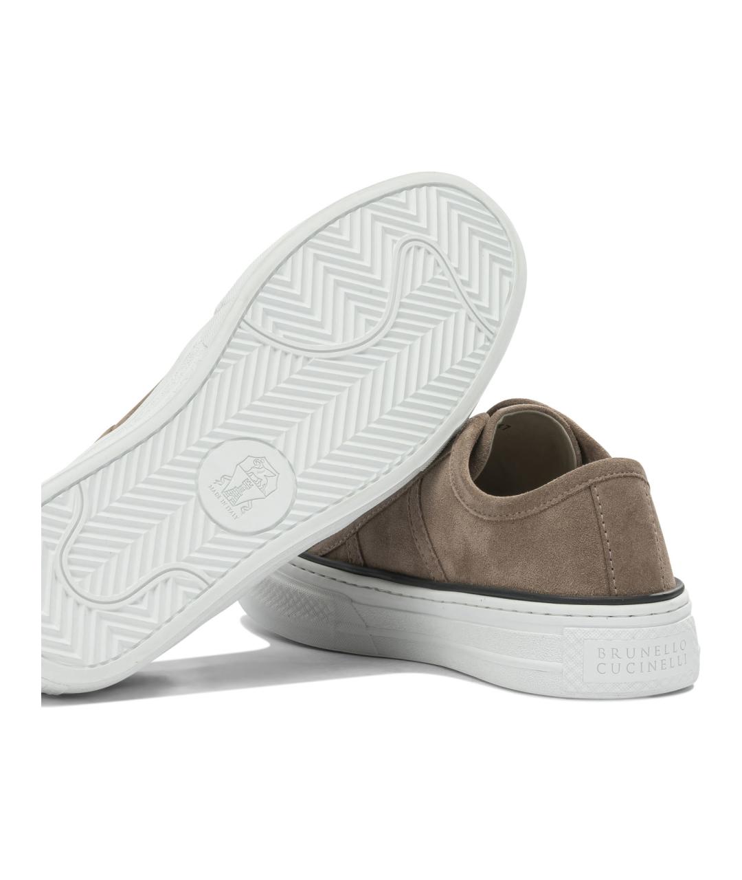 BRUNELLO CUCINELLI Бежевые кожаные кеды, фото 5