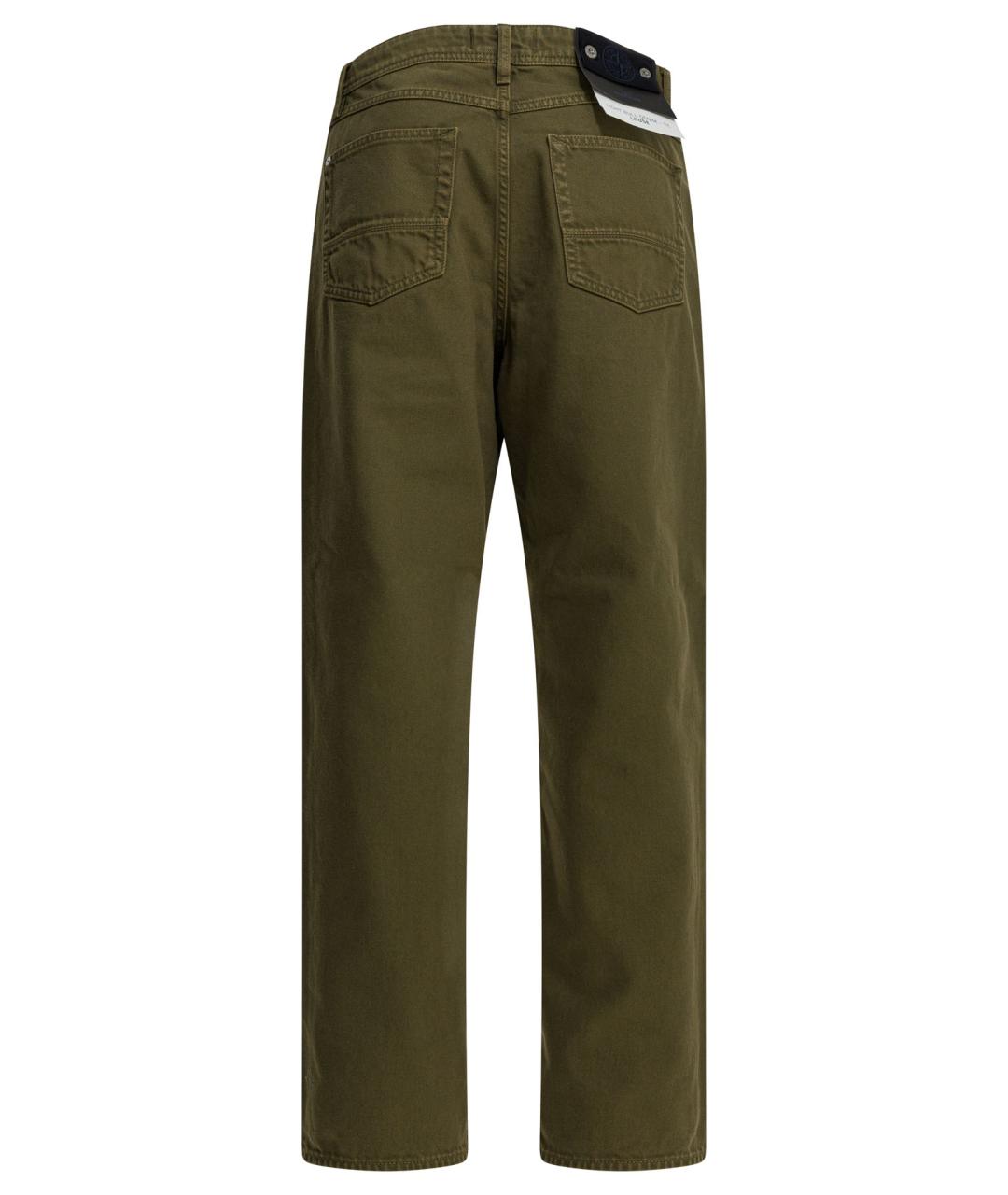 STONE ISLAND Зеленые хлопковые прямые джинсы, фото 2