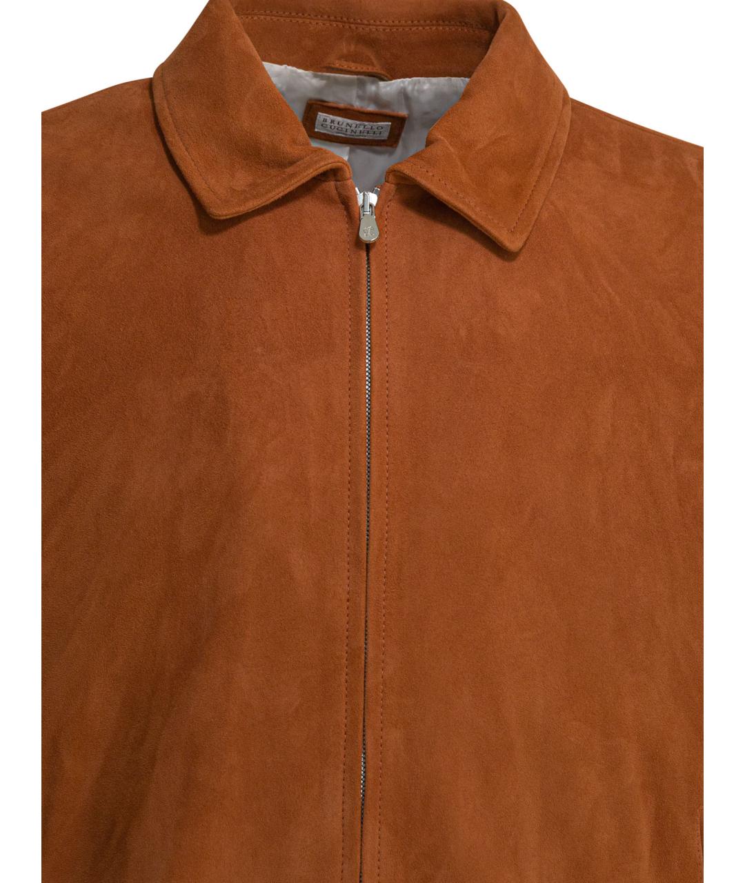 BRUNELLO CUCINELLI Оранжевая кожаная куртка, фото 3