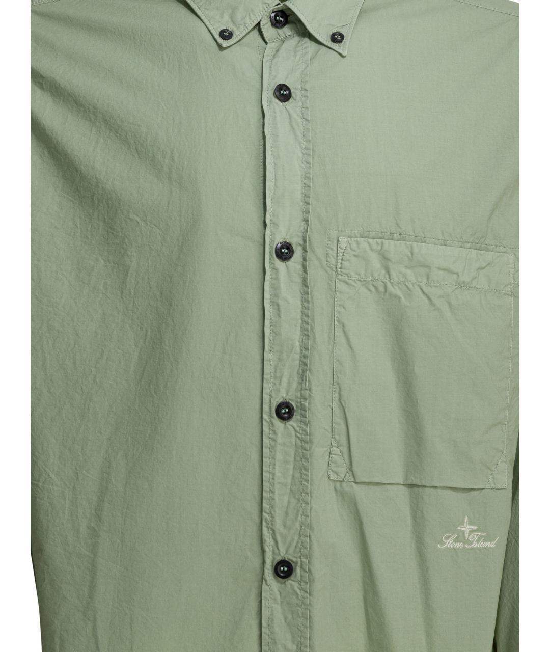STONE ISLAND Зеленая хлопковая кэжуал рубашка, фото 3