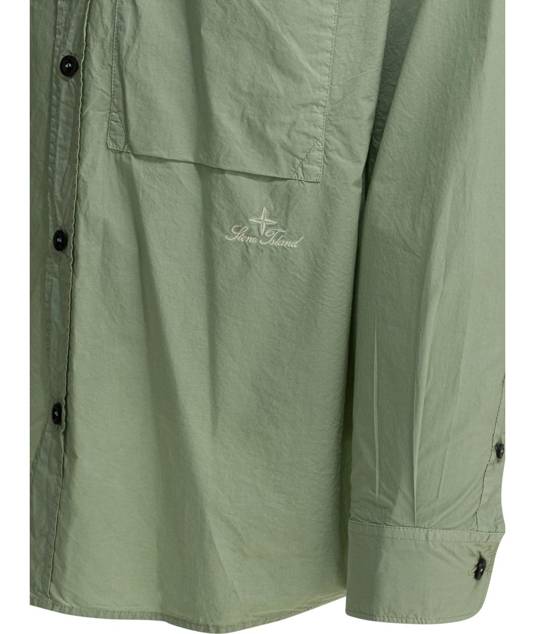 STONE ISLAND Зеленая хлопковая кэжуал рубашка, фото 4