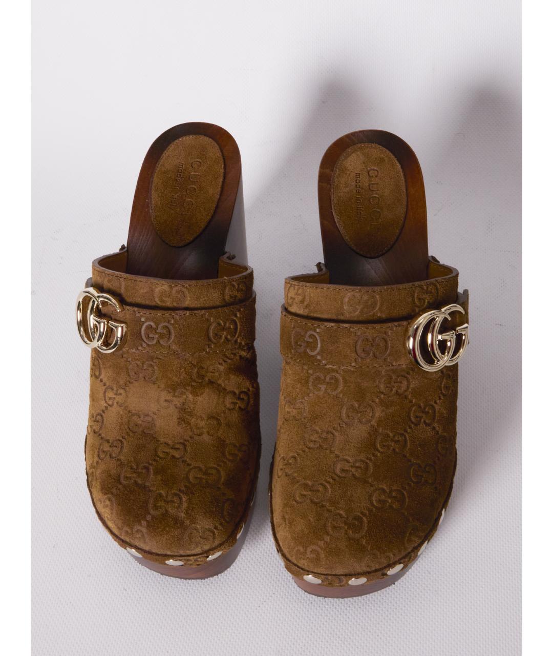 GUCCI Коричневые кожаные босоножки, фото 5