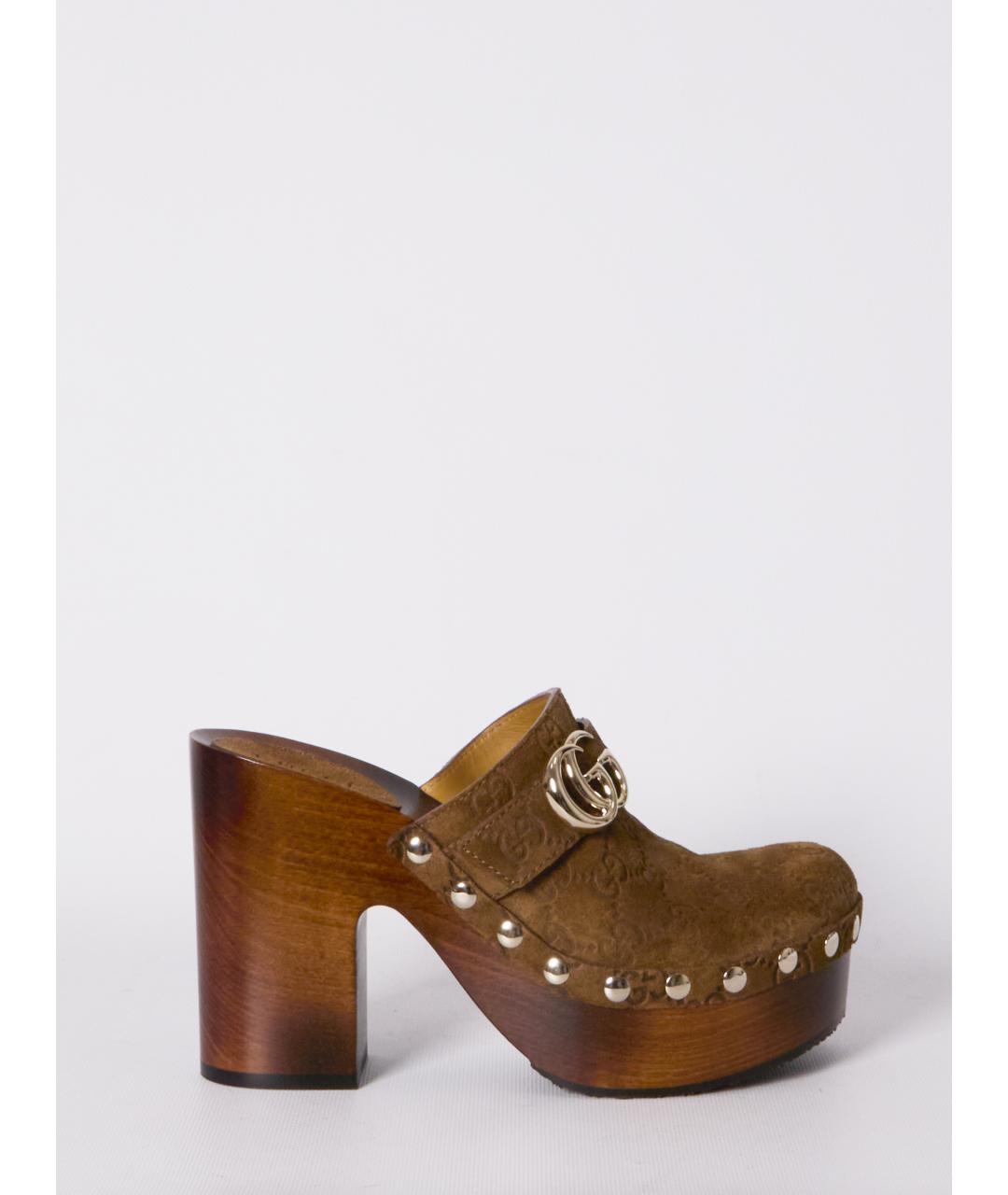 GUCCI Коричневые кожаные босоножки, фото 6