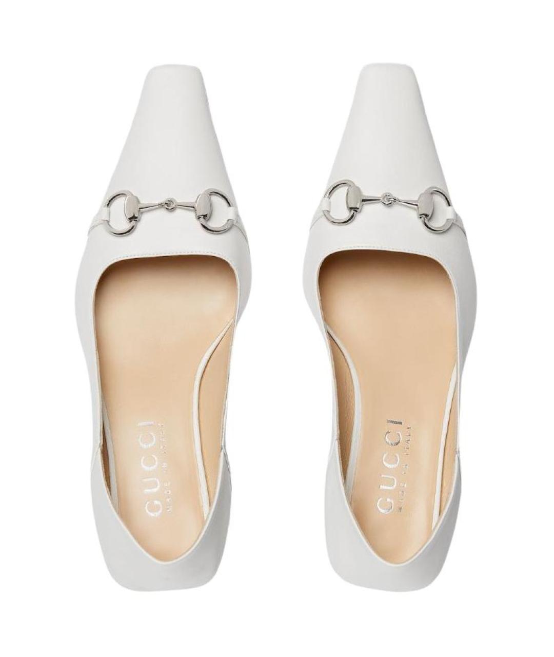 GUCCI Белые кожаные туфли, фото 4