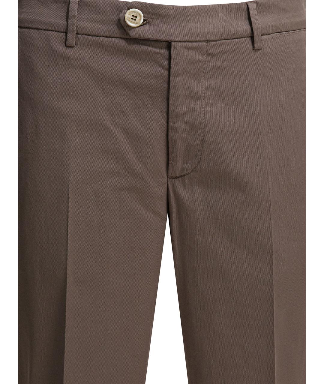 BRUNELLO CUCINELLI Коричневые хлопковые повседневные брюки, фото 3
