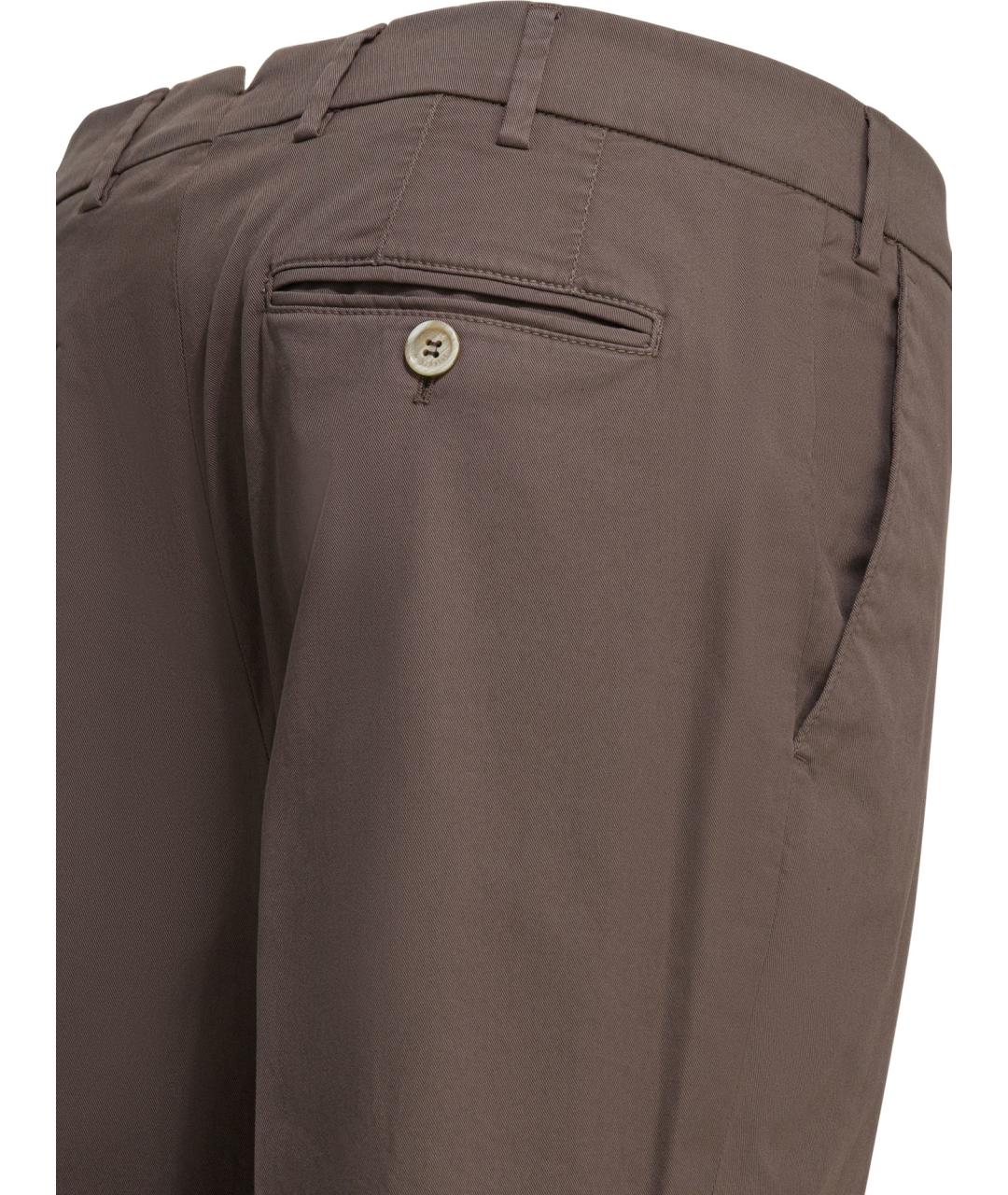 BRUNELLO CUCINELLI Коричневые хлопковые повседневные брюки, фото 4