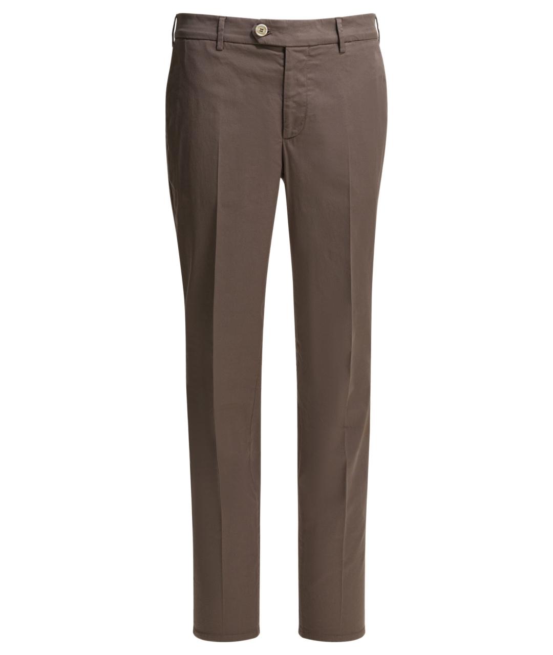 BRUNELLO CUCINELLI Коричневые хлопковые повседневные брюки, фото 1