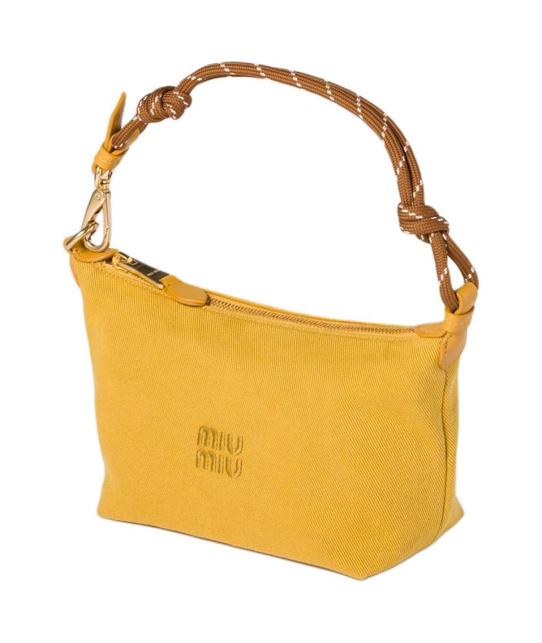 MIU MIU Желтая хлопковая сумка с короткими ручками, фото 2