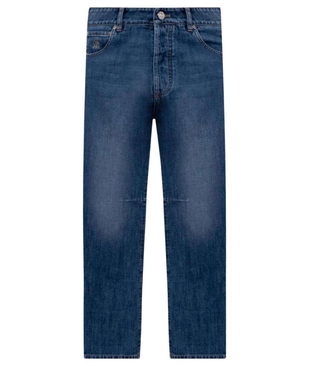 BRUNELLO CUCINELLI Синие хлопковые прямые джинсы, фото 1