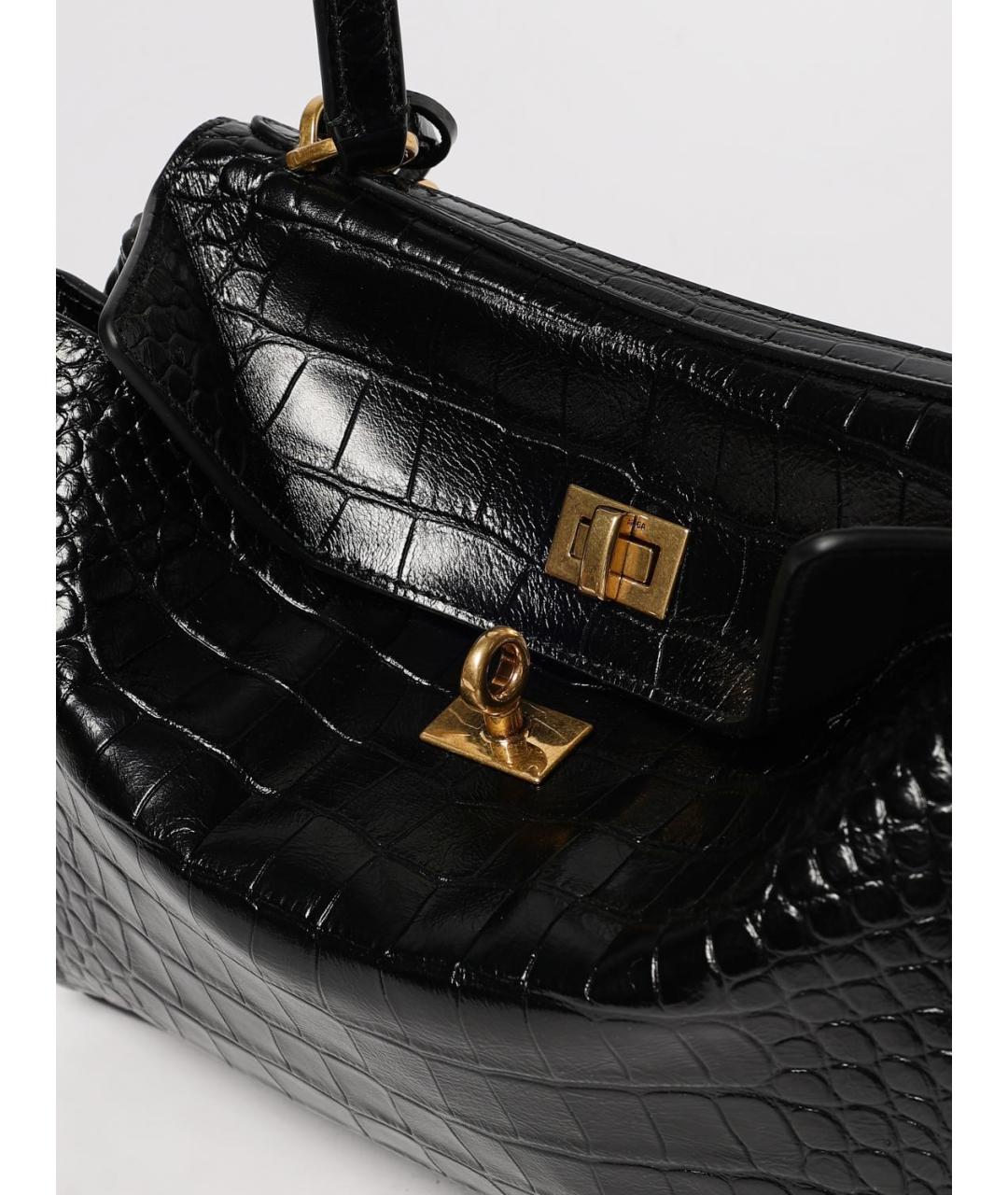 BALENCIAGA Черная кожаная сумка тоут, фото 4