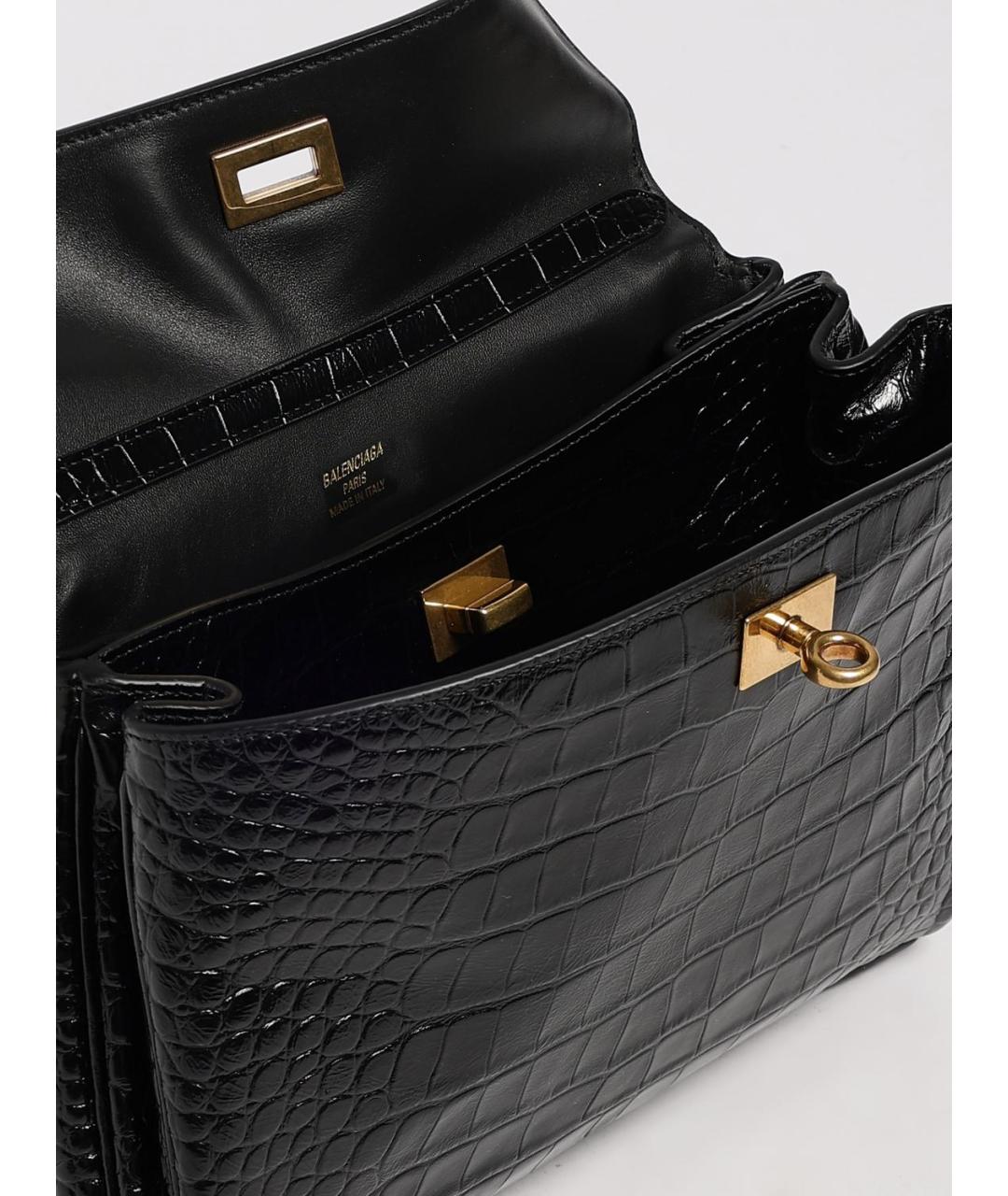 BALENCIAGA Черная кожаная сумка тоут, фото 5