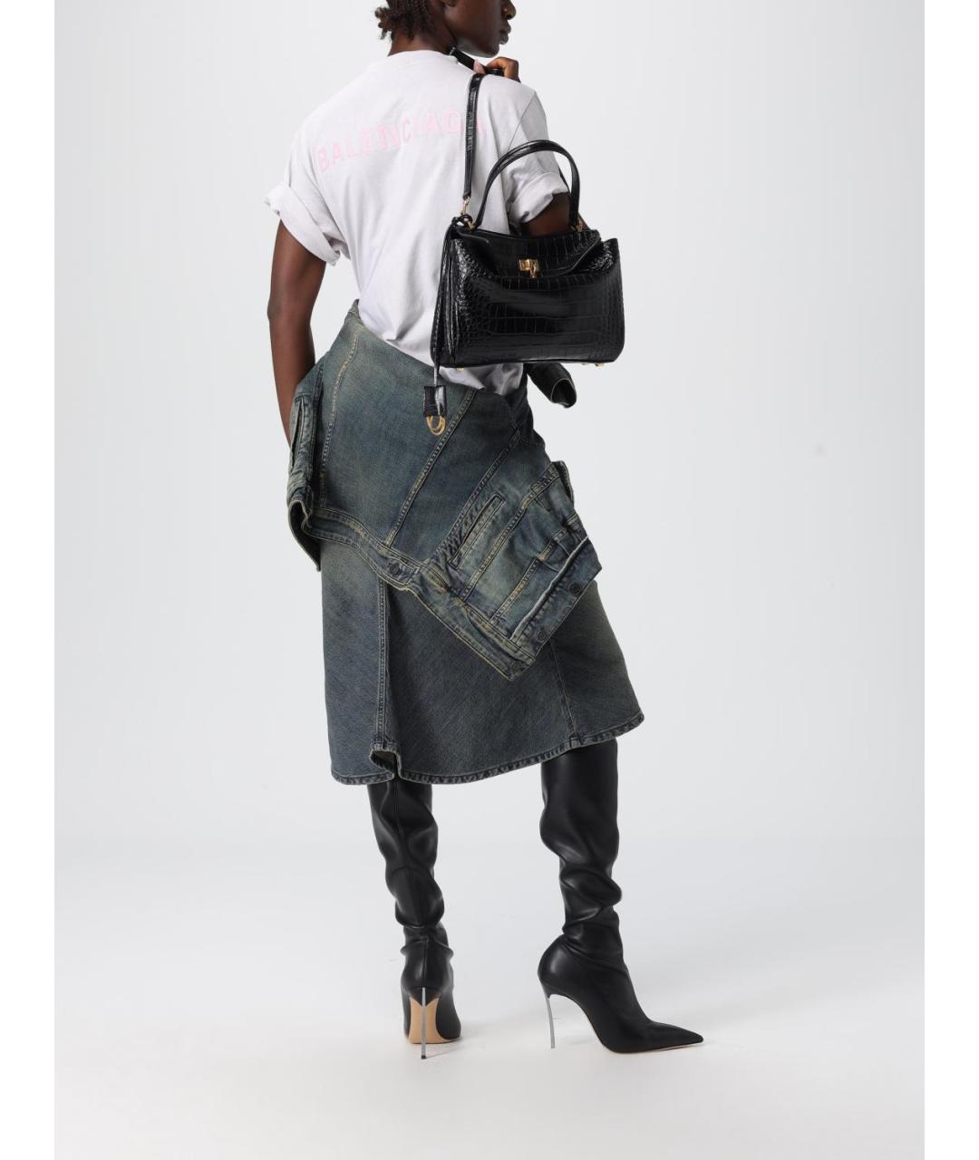 BALENCIAGA Черная кожаная сумка тоут, фото 2