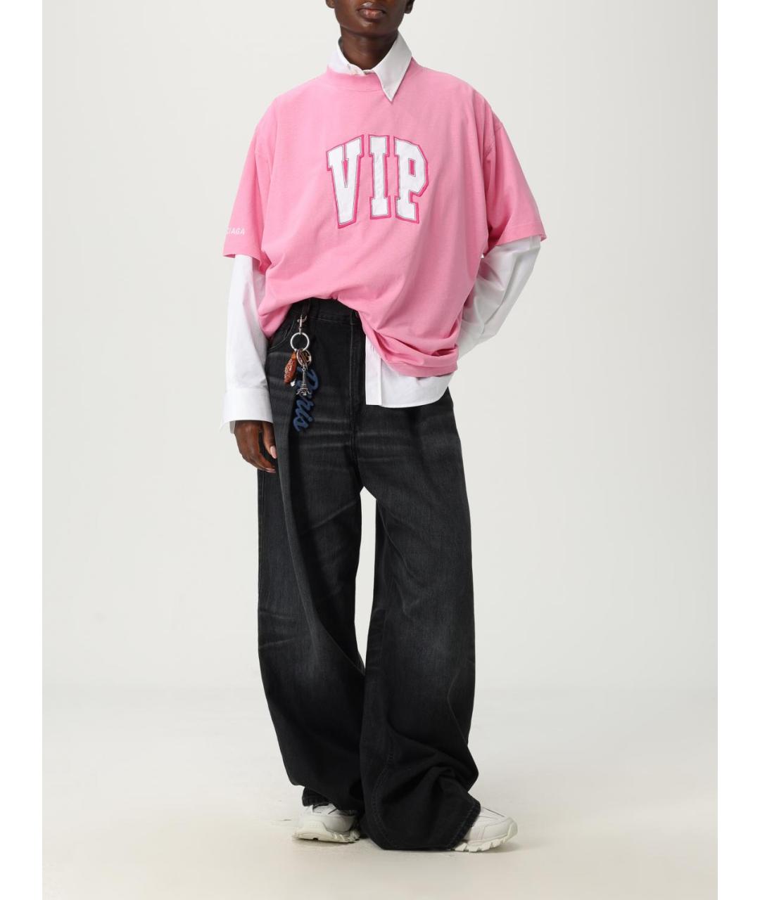 BALENCIAGA Розовая хлопковая футболка, фото 2