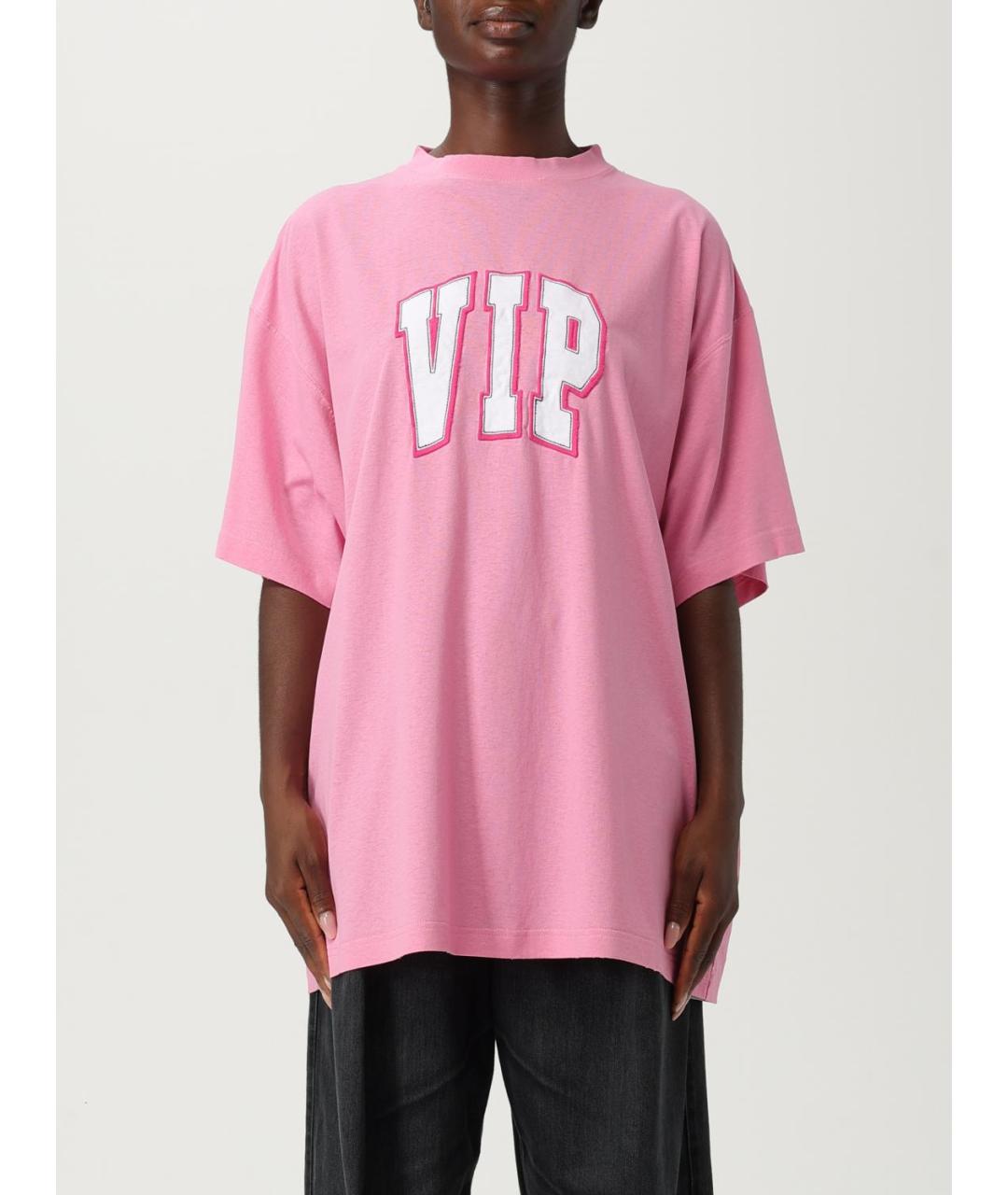 BALENCIAGA Розовая хлопковая футболка, фото 6