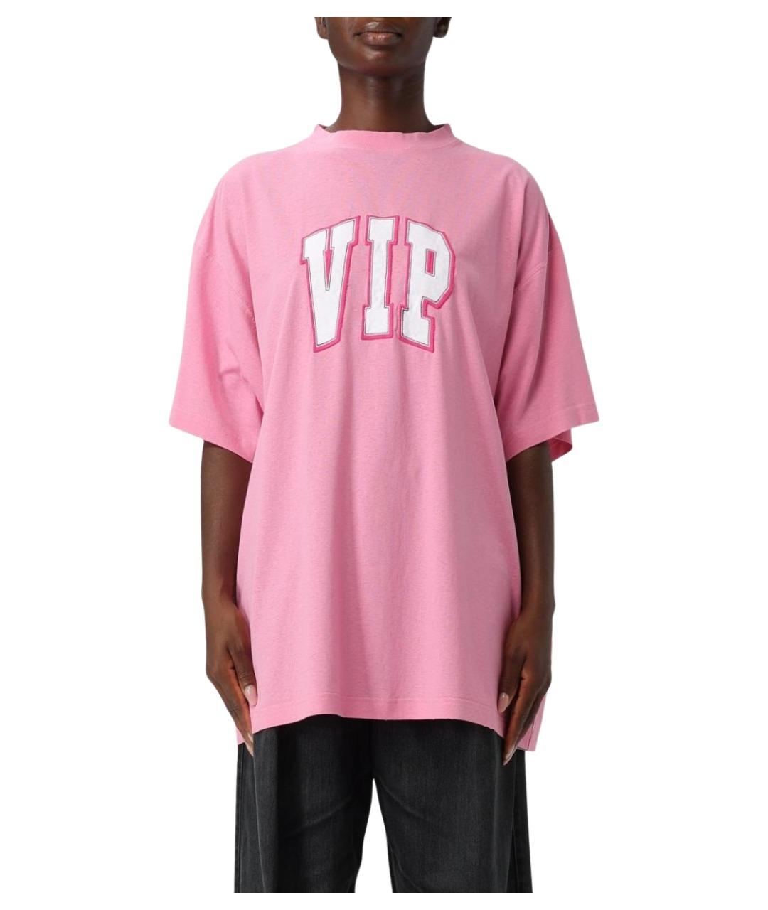 BALENCIAGA Розовая хлопковая футболка, фото 1