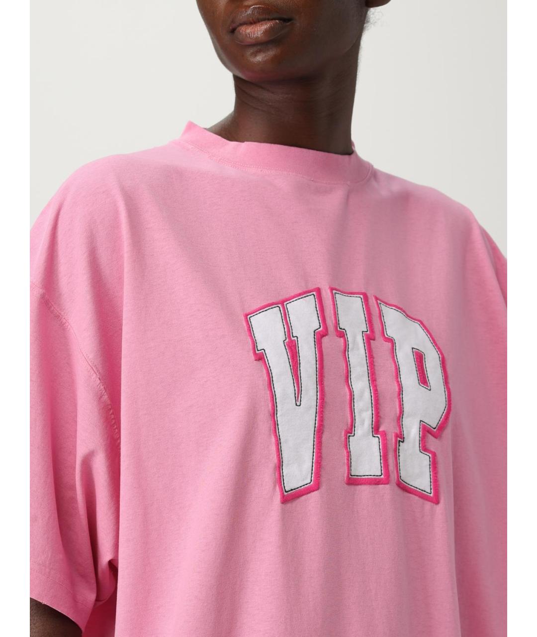 BALENCIAGA Розовая хлопковая футболка, фото 5