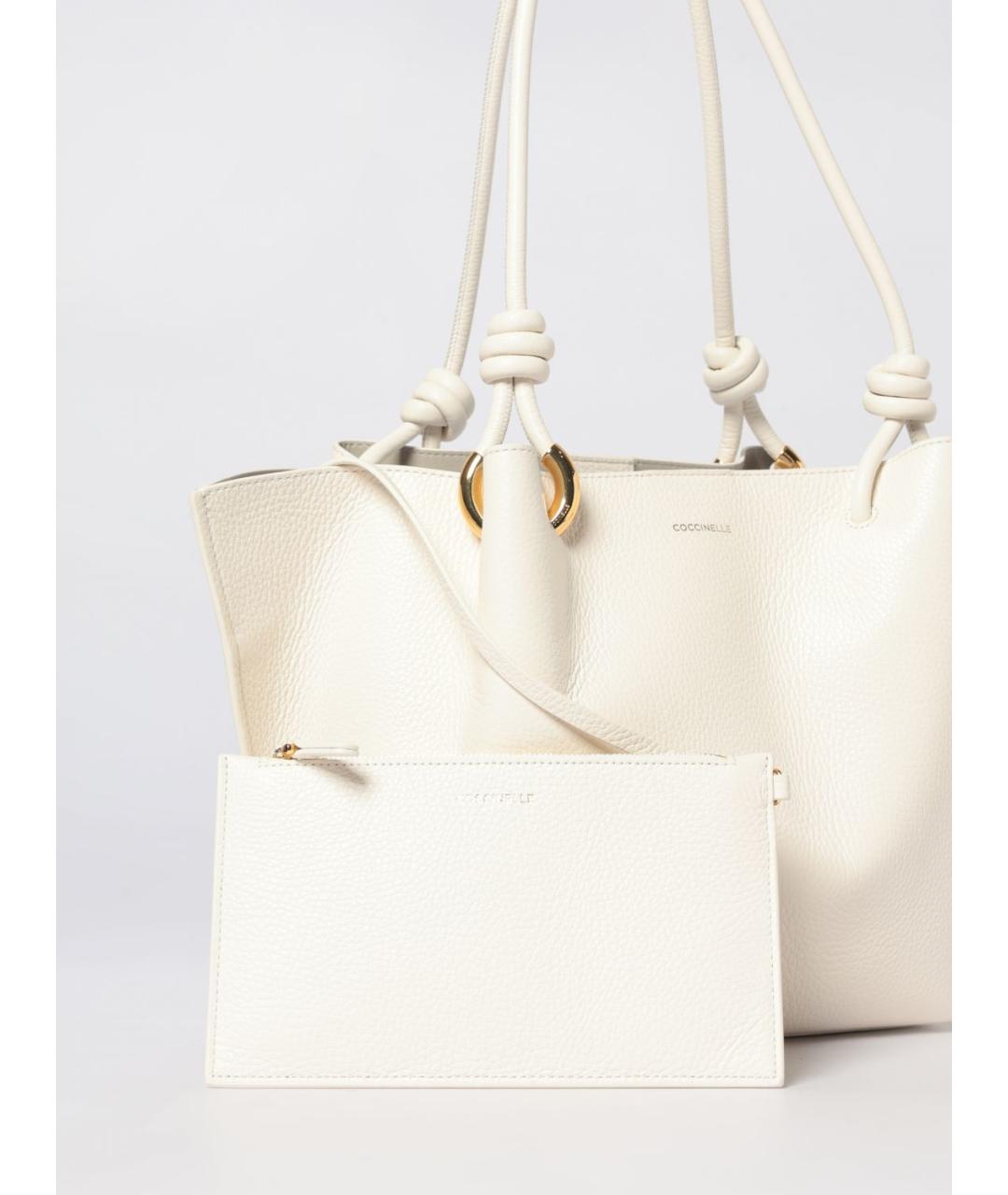 COCCINELLE Белая кожаная сумка тоут, фото 3