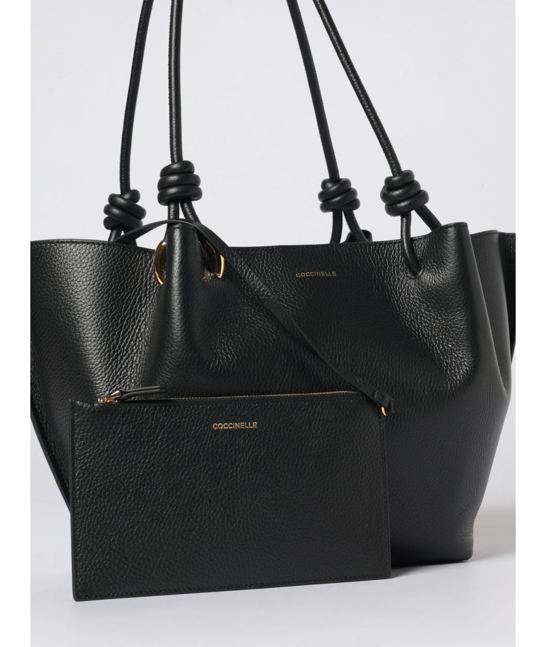 COCCINELLE Черная кожаная сумка тоут, фото 3