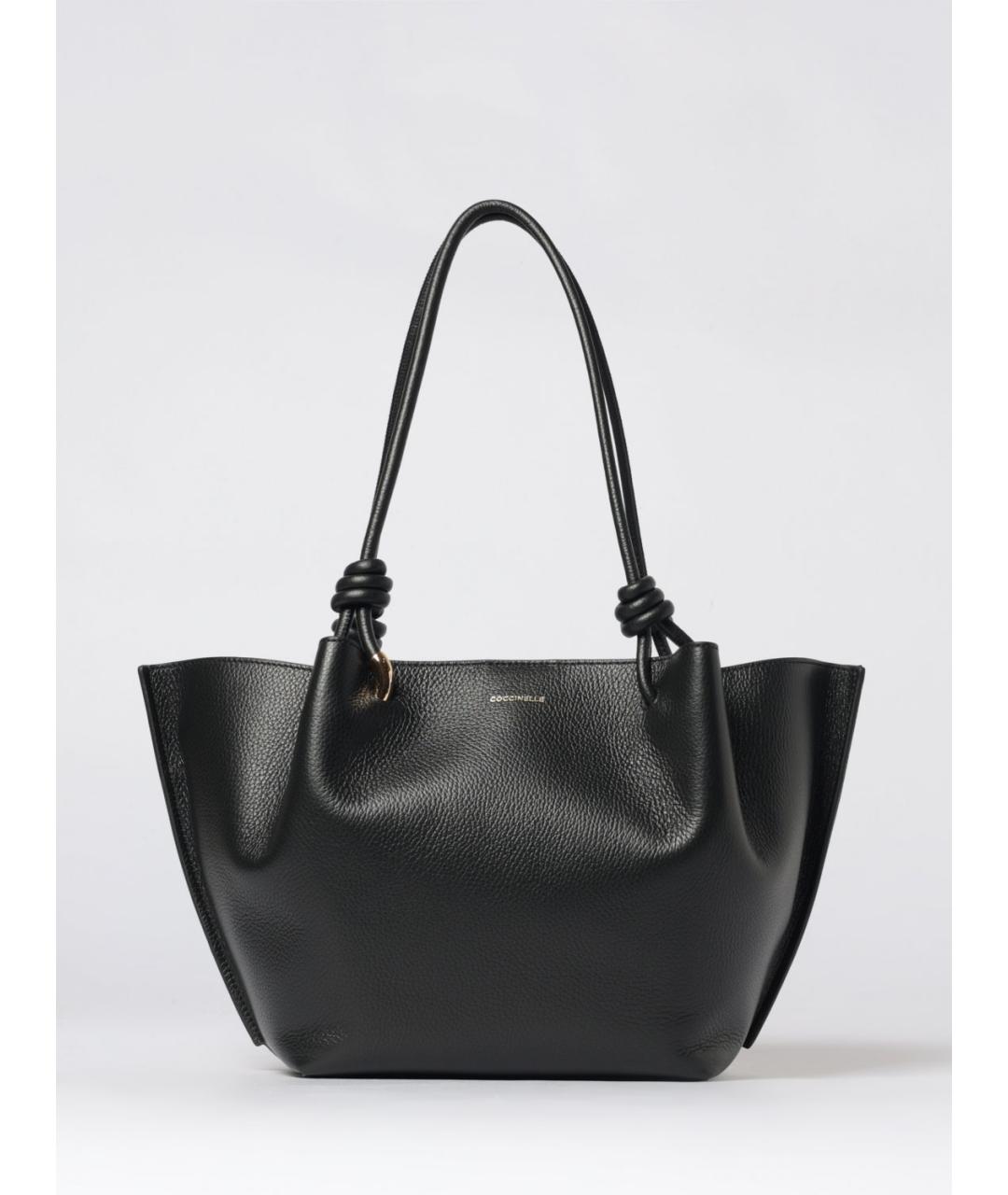 COCCINELLE Черная кожаная сумка тоут, фото 4