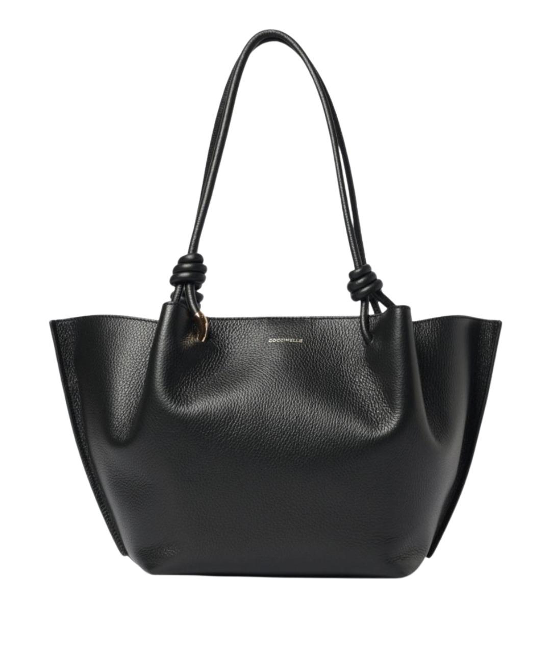 COCCINELLE Черная кожаная сумка тоут, фото 1