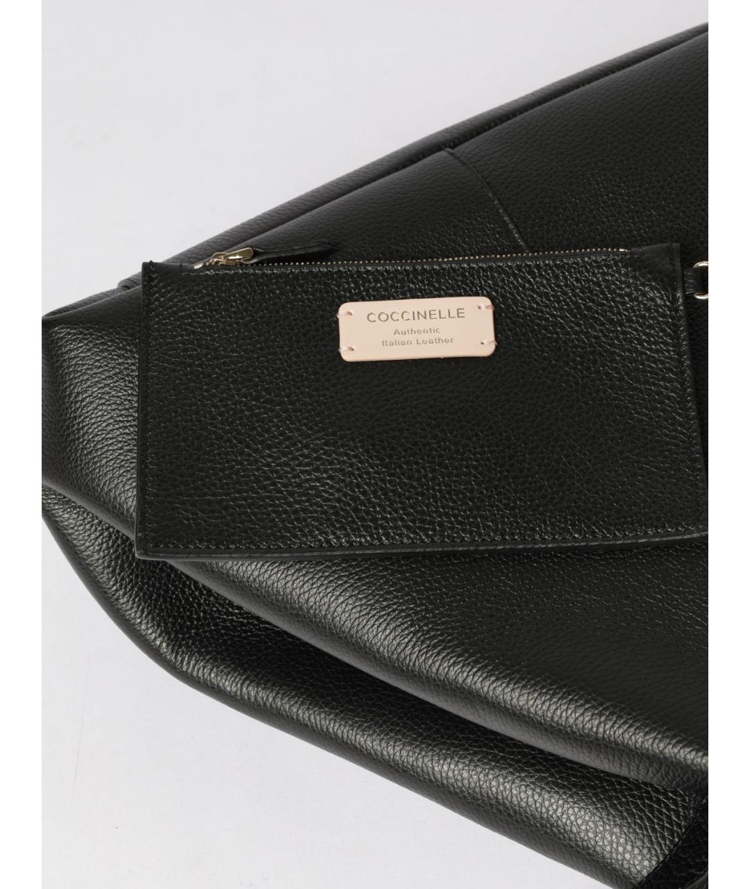 COCCINELLE Черная кожаная сумка тоут, фото 3