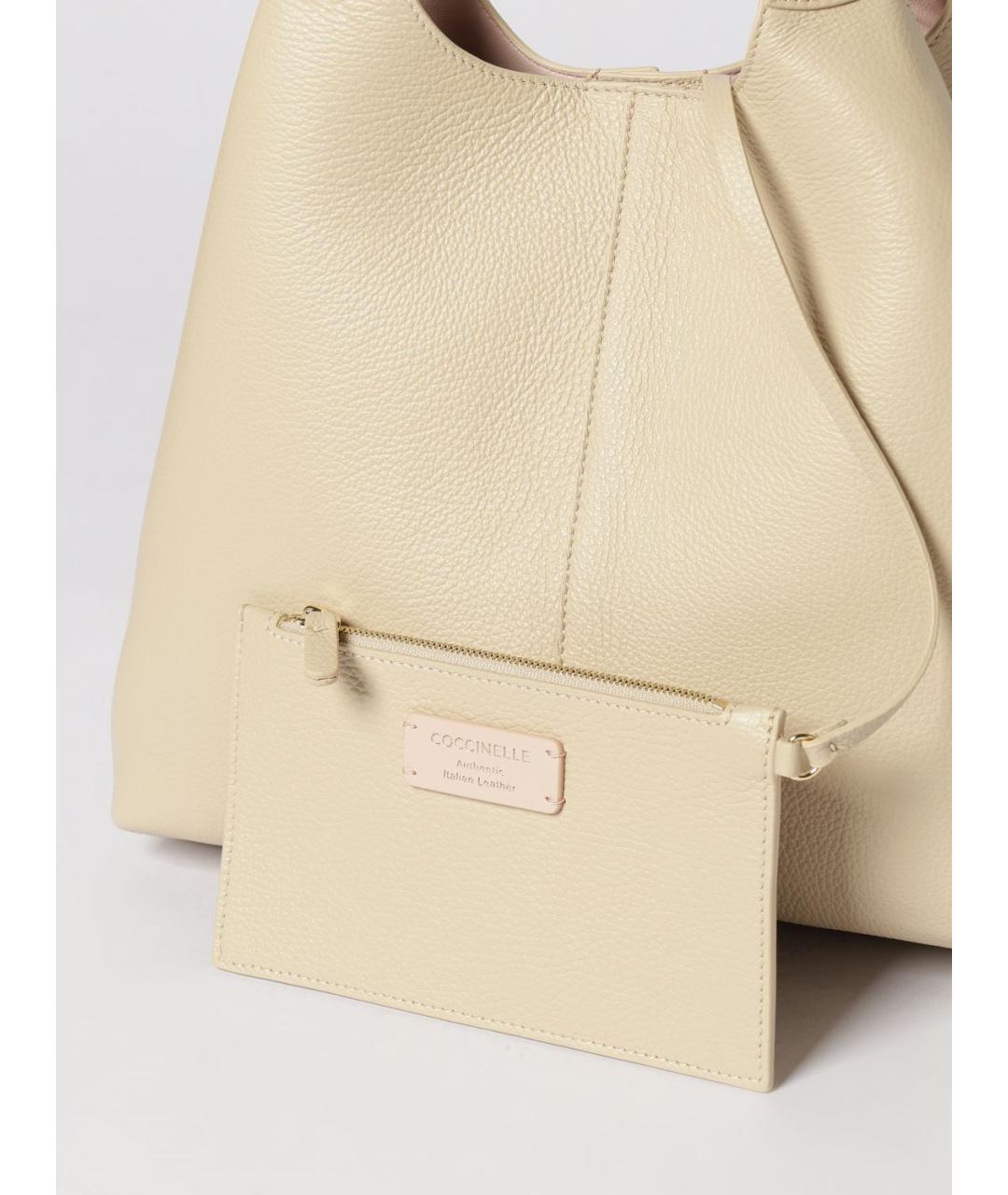 COCCINELLE Бежевая кожаная сумка тоут, фото 3