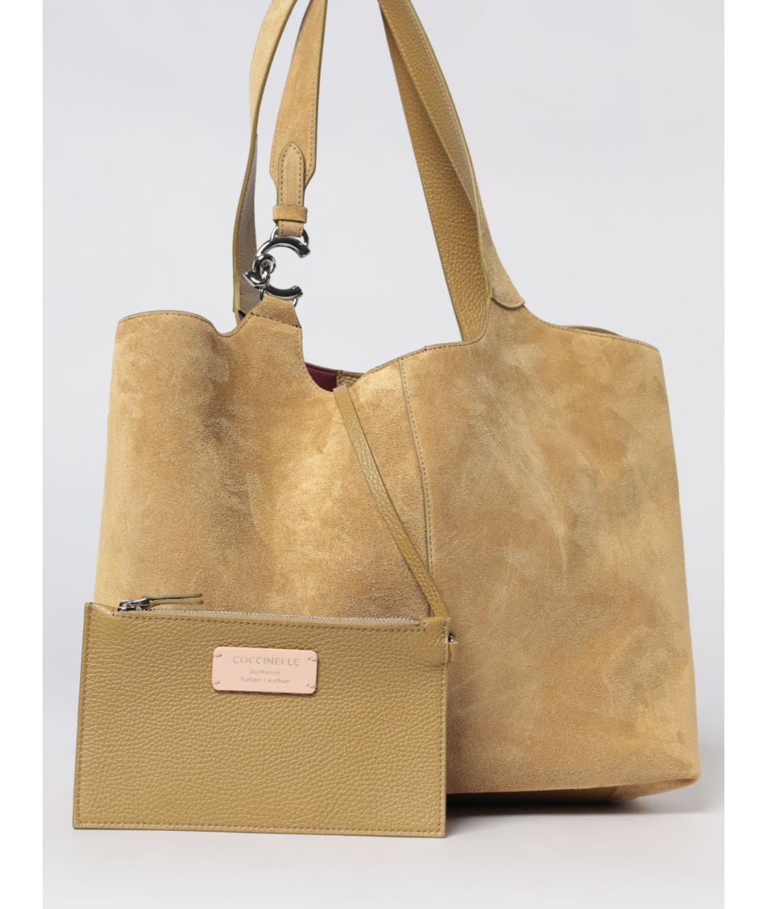 COCCINELLE Хаки замшевая сумка тоут, фото 2