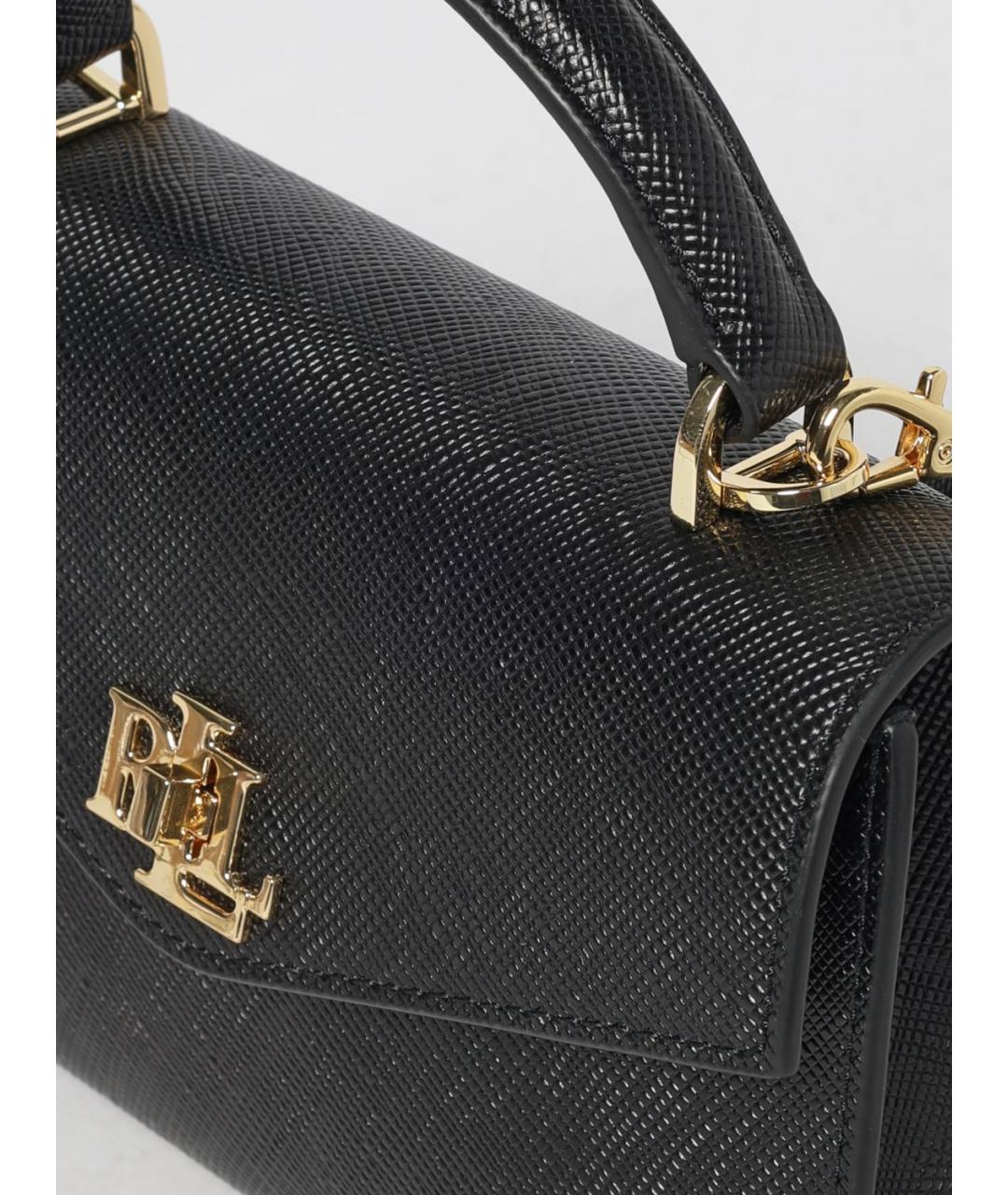 RALPH LAUREN Черная кожаная сумка через плечо, фото 3